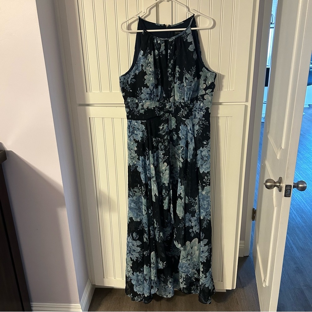R&M Richards Blue Halter Maxi Sundress